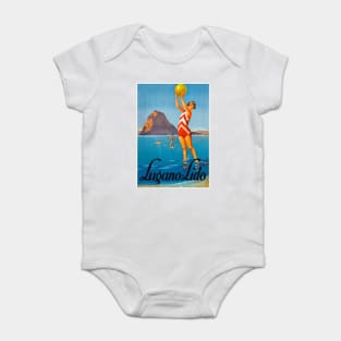 Vintage Travel Poster Switzerland Lugano Lido Baby Bodysuit